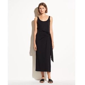 Vince Black Sleeveless Midi Dress with Side Knot